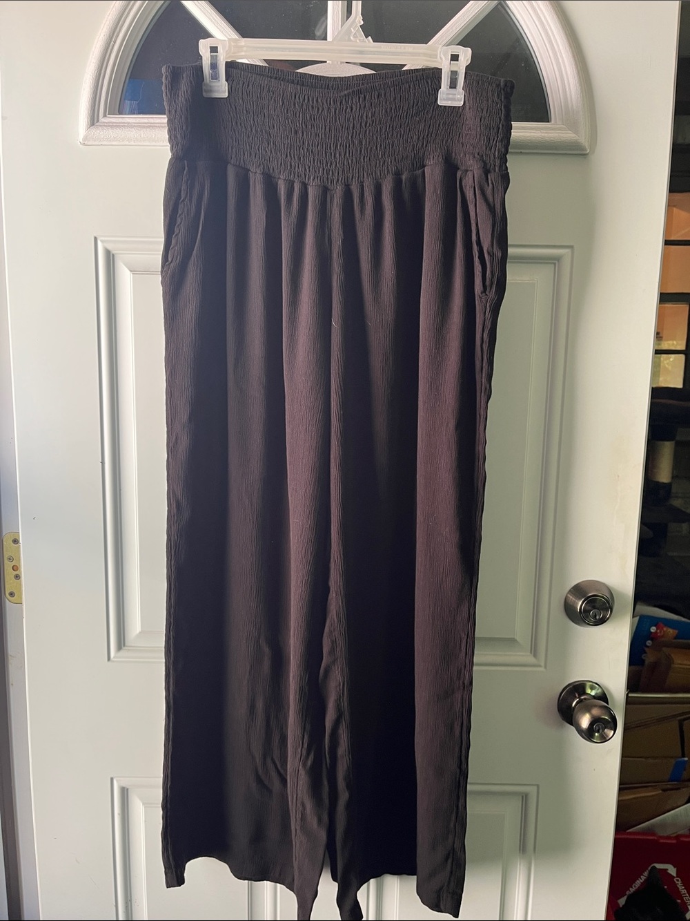 No Boundaries Black Wide-Leg Smocked Waist Pants